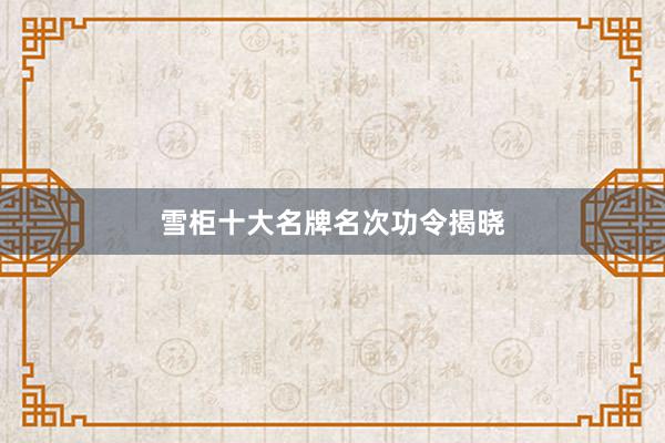 雪柜十大名牌名次功令揭晓